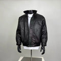 Black Faux Leather Bomber Jacket