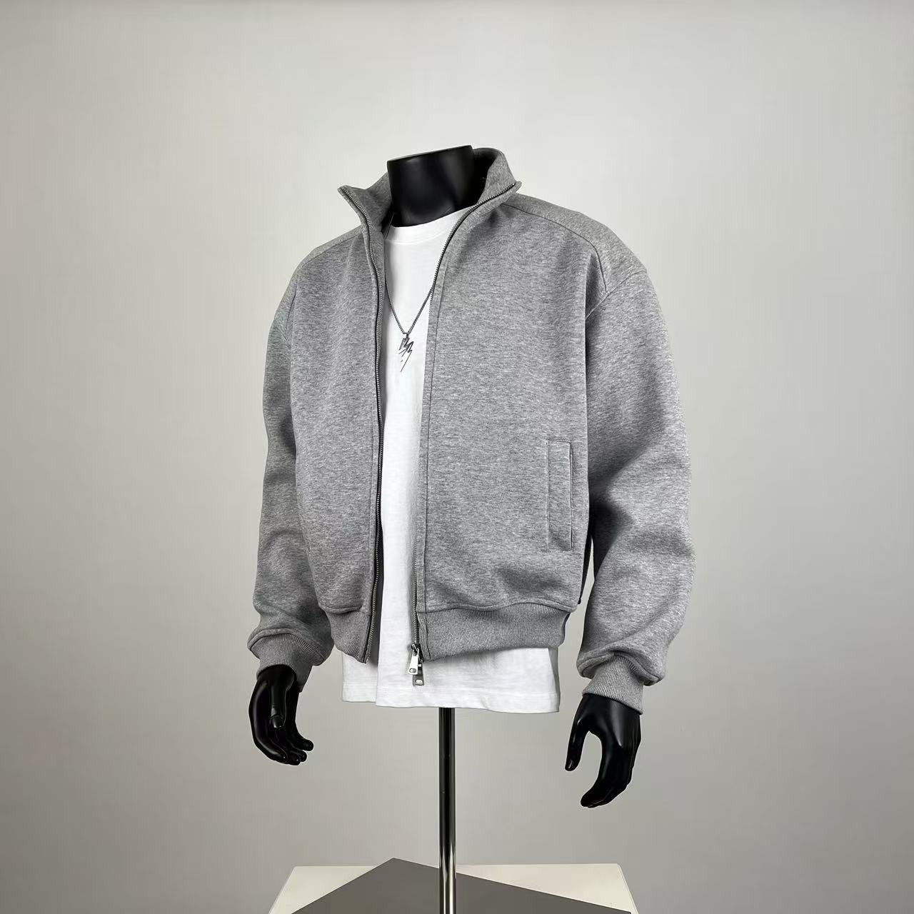 Boxy Fit Cropped Hooded Jacket - Heavyweight Fleece with Drawstrings